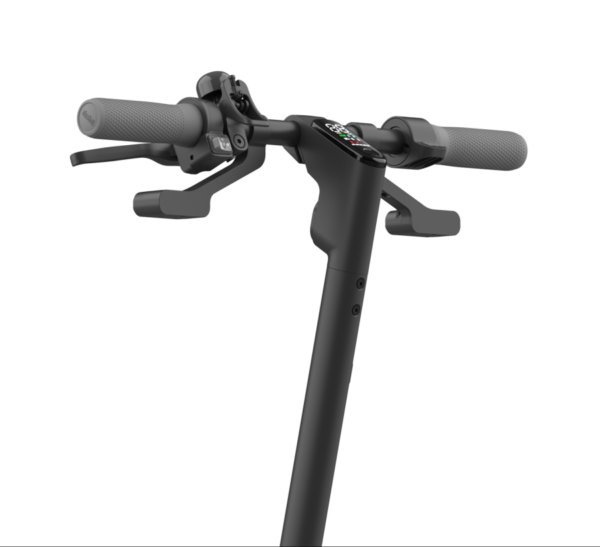 Segway Ninebot F25I trottinette électrique vue du guidon avec les deux freins la sonnette et le tableau de bord