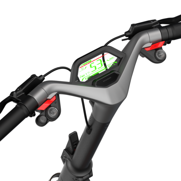 Segway KickScooter GT2 guidon et tableau de bord sur une vitre transparente